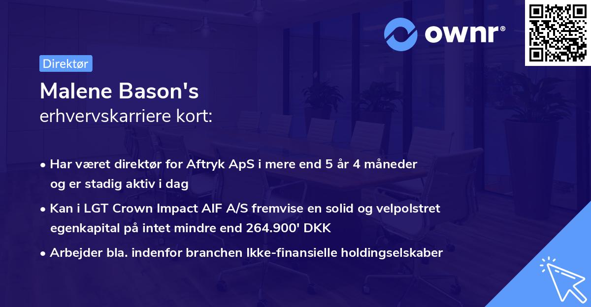 Malene Bason's erhvervskarriere kort