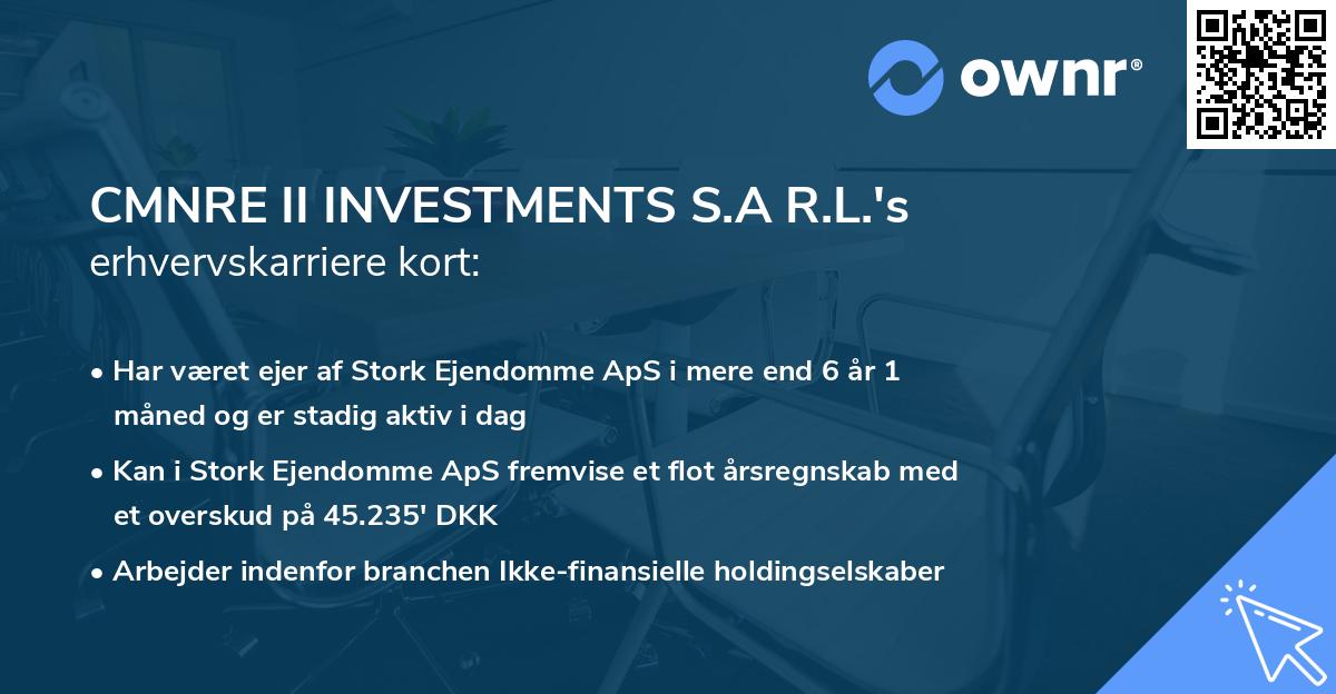 CMNRE II INVESTMENTS S.A R.L.'s erhvervskarriere kort