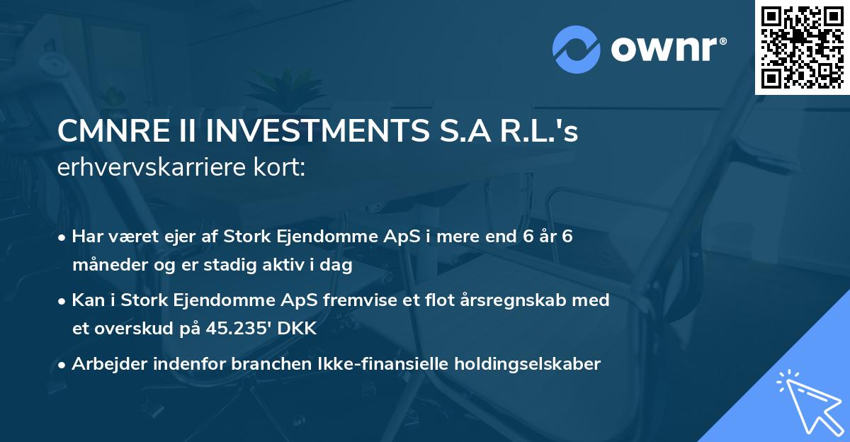 CMNRE II INVESTMENTS S.A R.L.'s erhvervskarriere kort