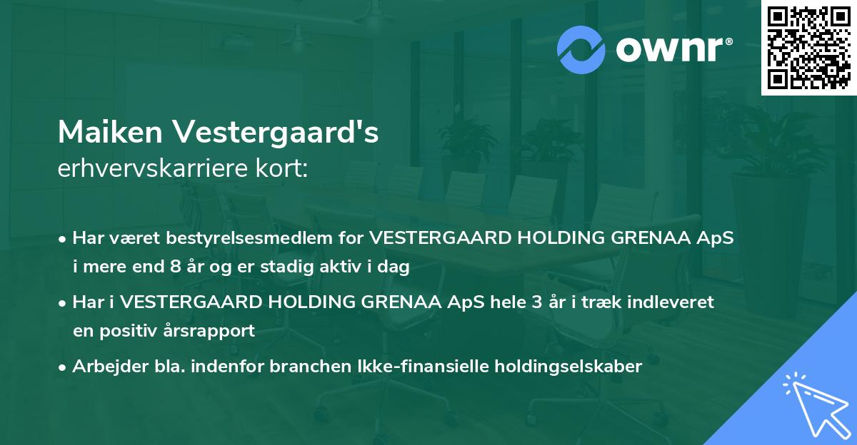 Maiken Vestergaard's erhvervskarriere kort