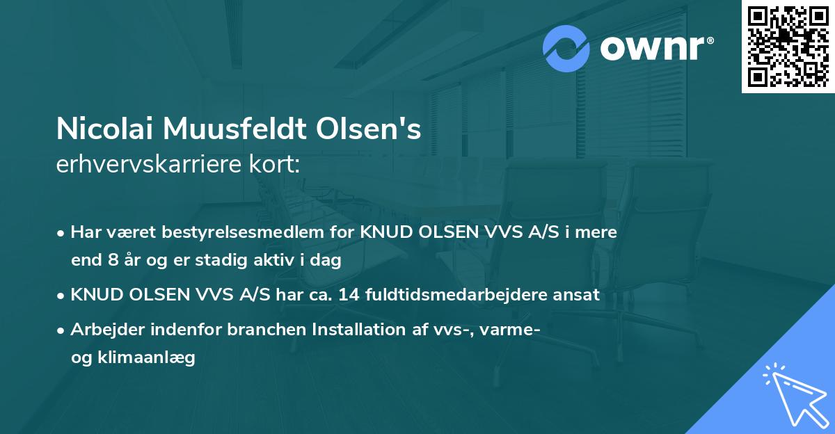 Nicolai Muusfeldt Olsen's erhvervskarriere kort