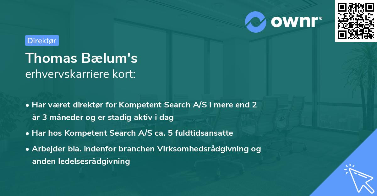 Thomas Bælum's erhvervskarriere kort