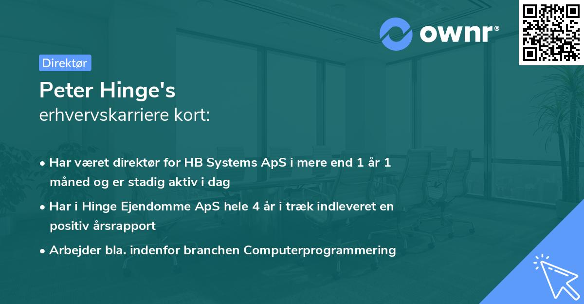 Peter Hinge's erhvervskarriere kort