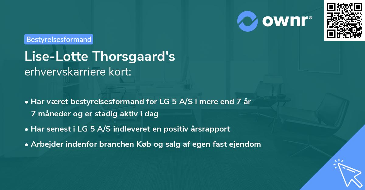 Lise-Lotte Thorsgaard's erhvervskarriere kort