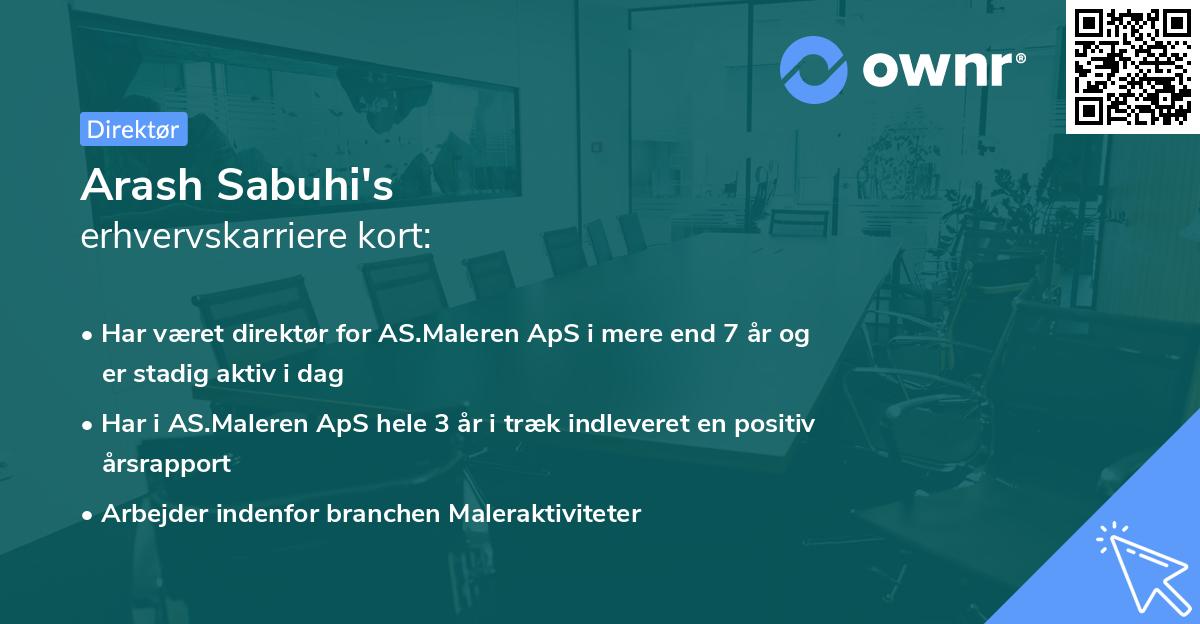 Arash Sabuhi's erhvervskarriere kort