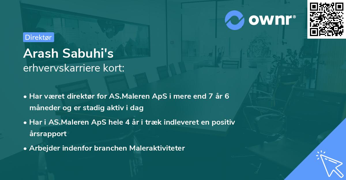 Arash Sabuhi's erhvervskarriere kort