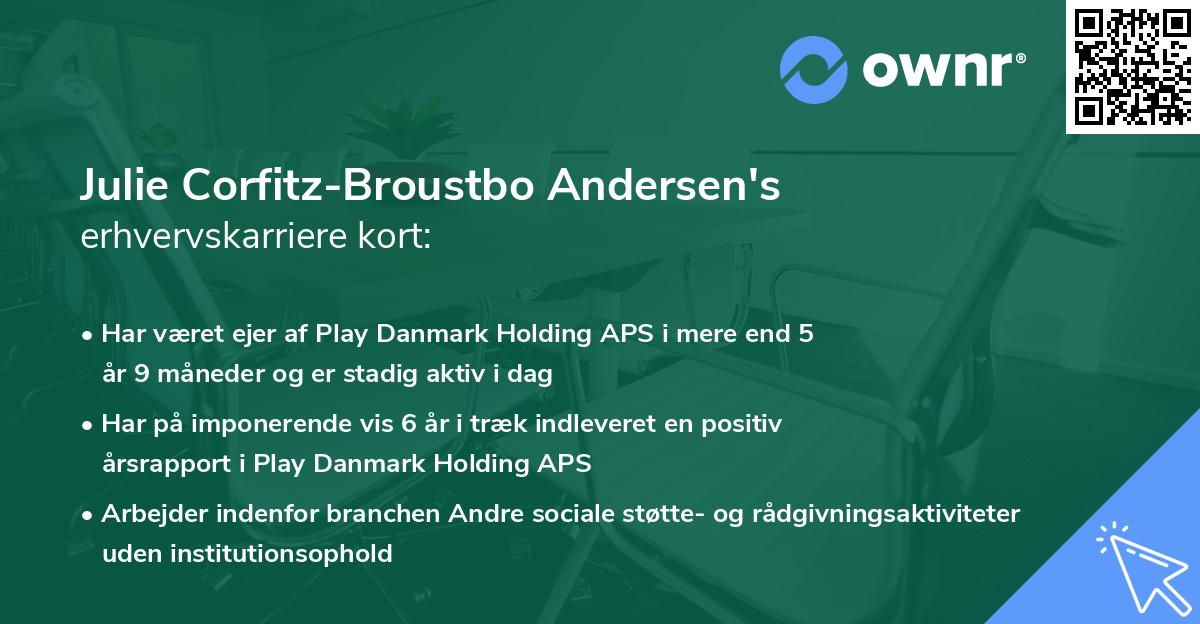Julie Corfitz-Broustbo Andersen's erhvervskarriere kort