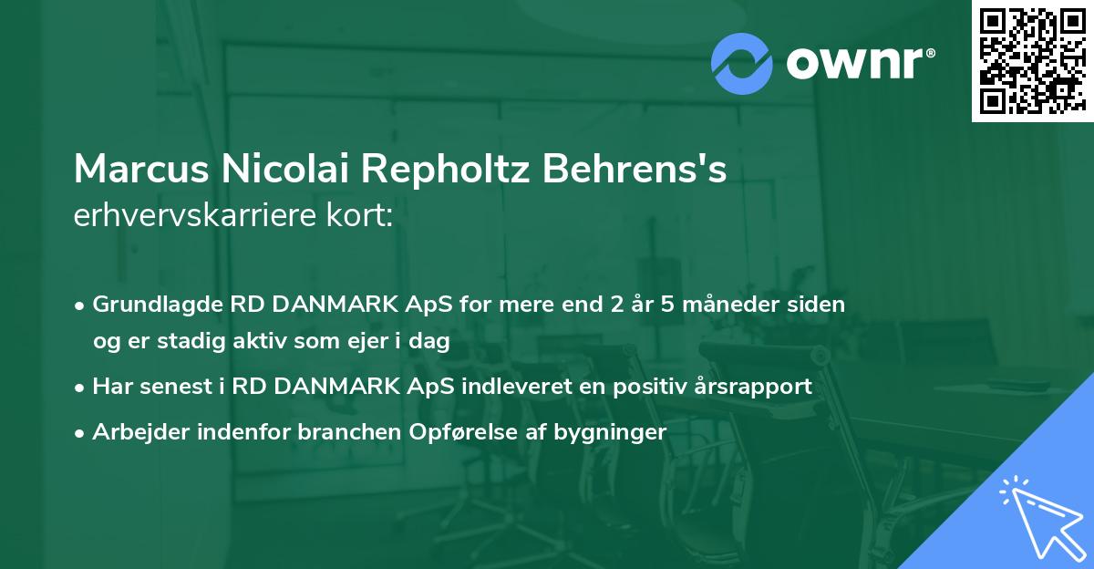 Marcus Nicolai Repholtz Behrens's erhvervskarriere kort