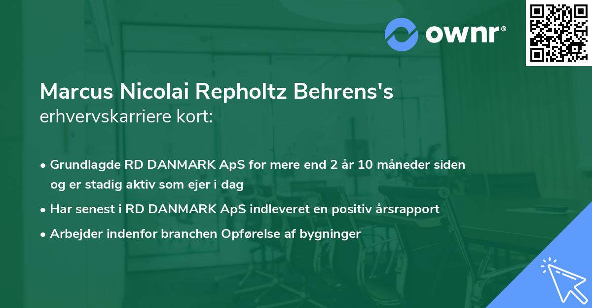 Marcus Nicolai Repholtz Behrens's erhvervskarriere kort