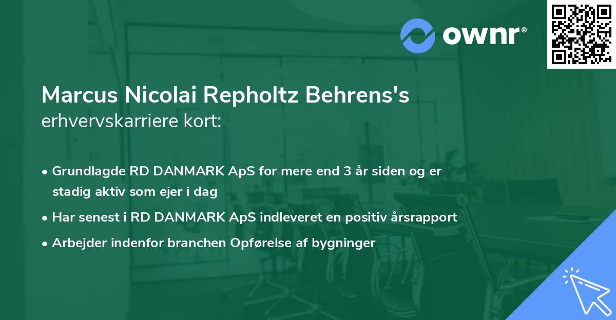 Marcus Nicolai Repholtz Behrens's erhvervskarriere kort