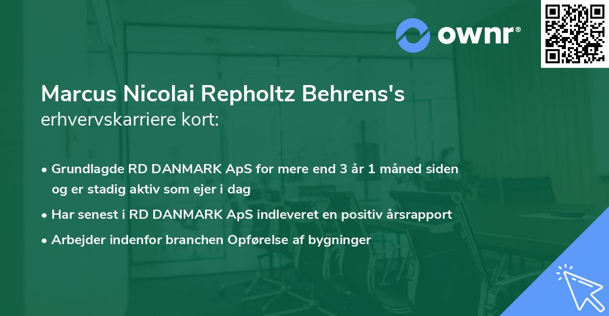 Marcus Nicolai Repholtz Behrens's erhvervskarriere kort
