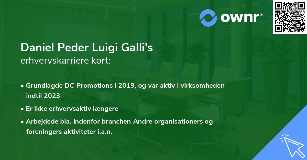 Daniel Peder Luigi Galli's erhvervskarriere kort