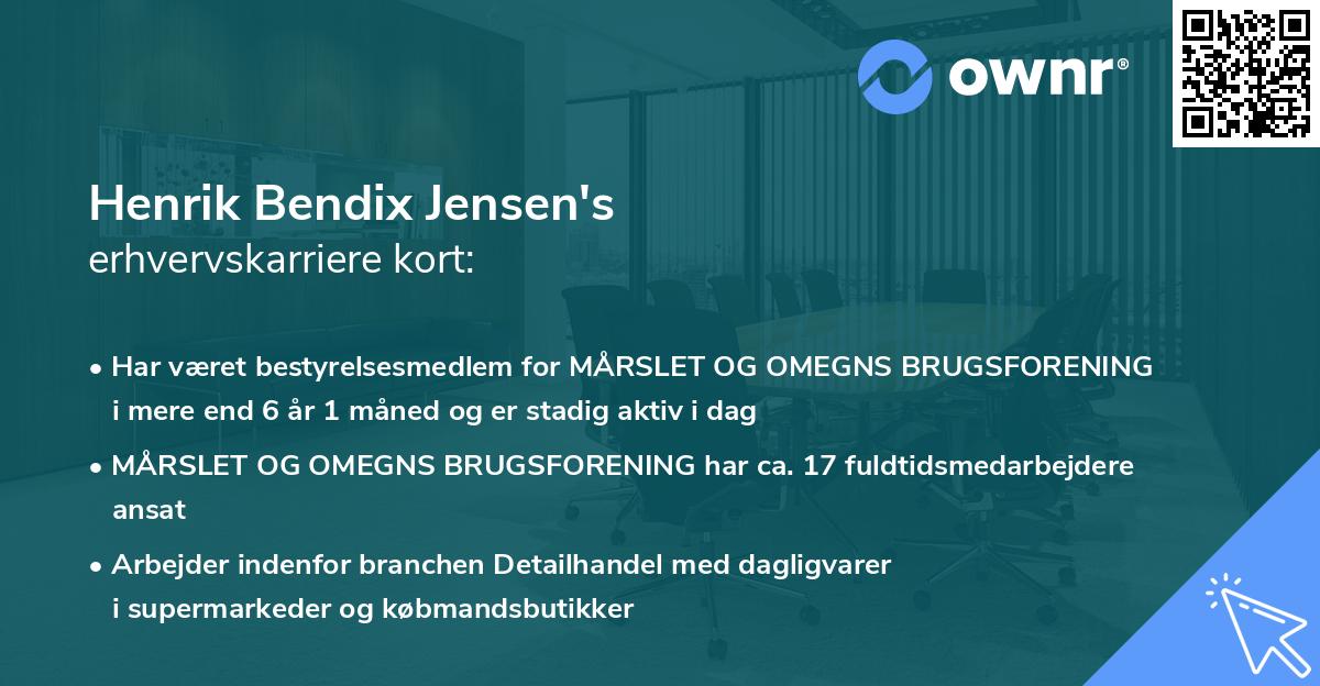 Henrik Bendix Jensen's erhvervskarriere kort