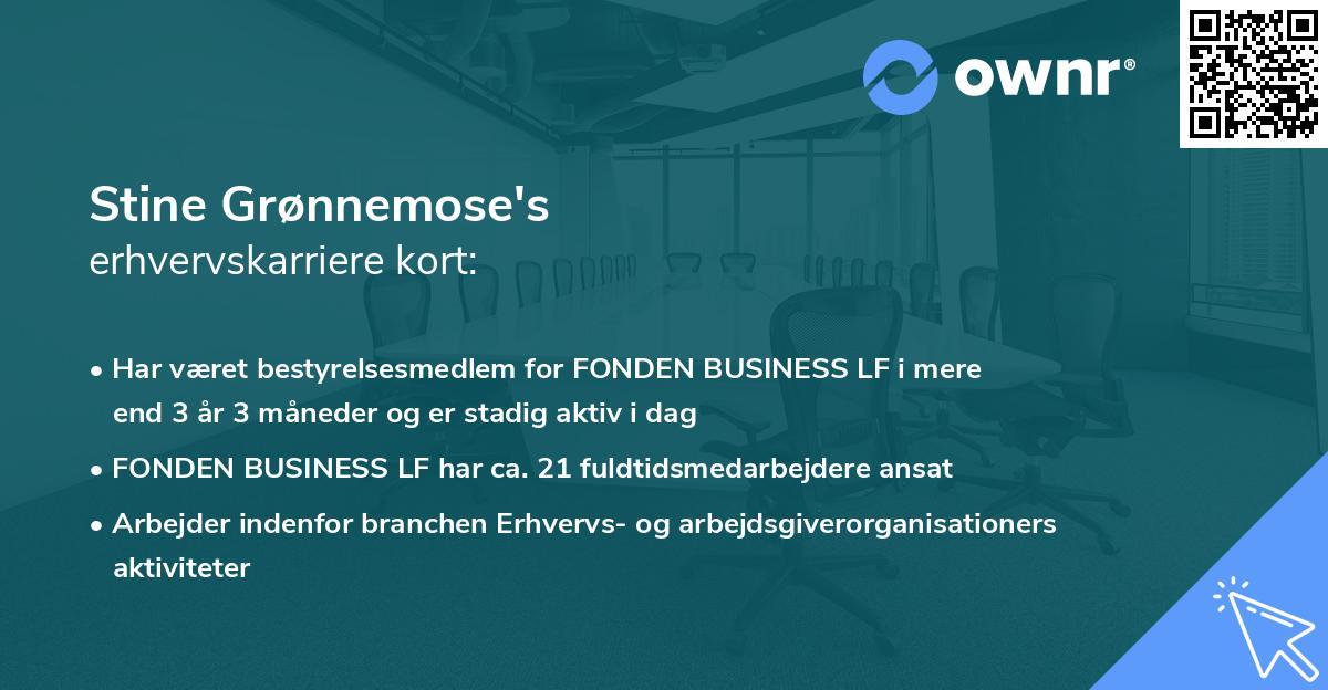 Stine Grønnemose's erhvervskarriere kort