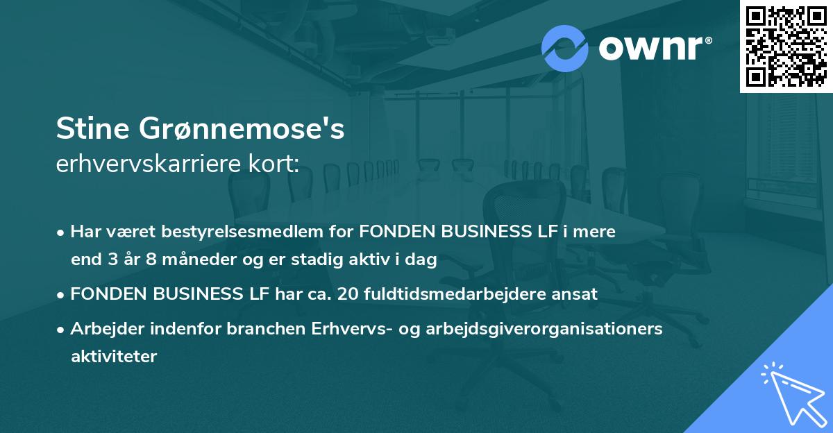 Stine Grønnemose's erhvervskarriere kort