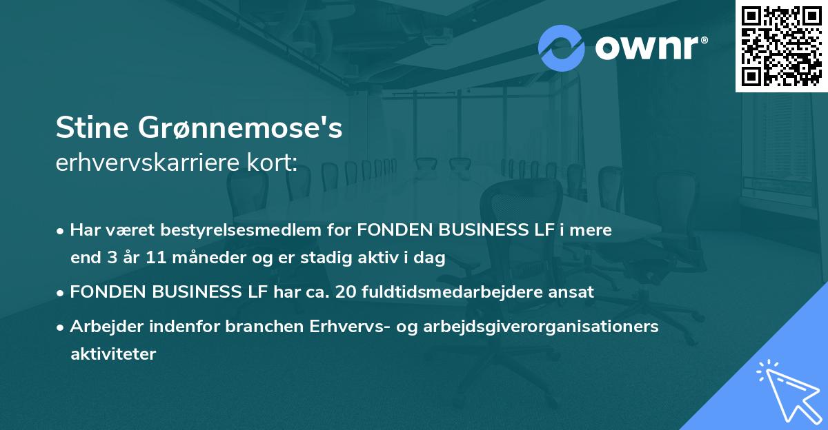 Stine Grønnemose's erhvervskarriere kort