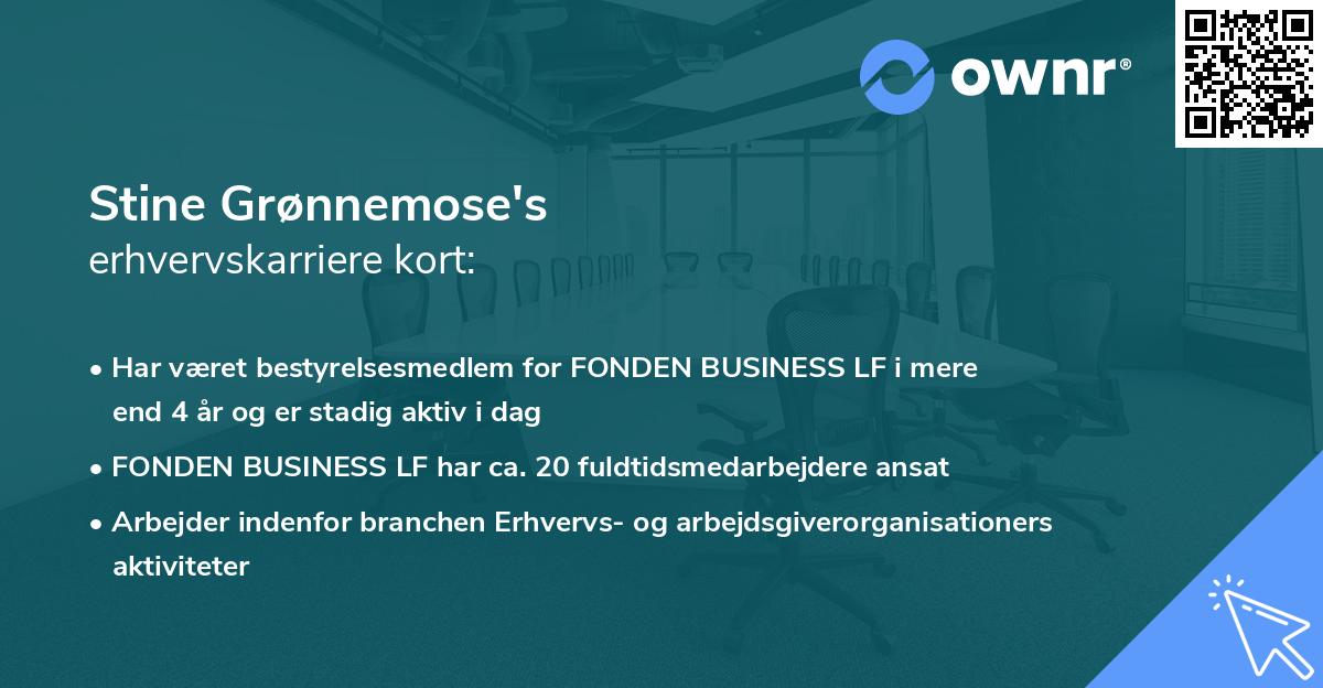 Stine Grønnemose's erhvervskarriere kort