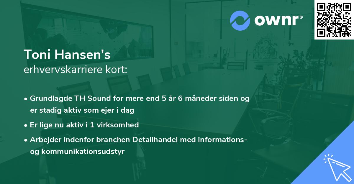 Toni Hansen's erhvervskarriere kort