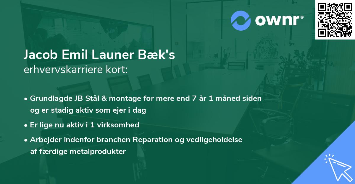 Jacob Emil Launer Bæk's erhvervskarriere kort