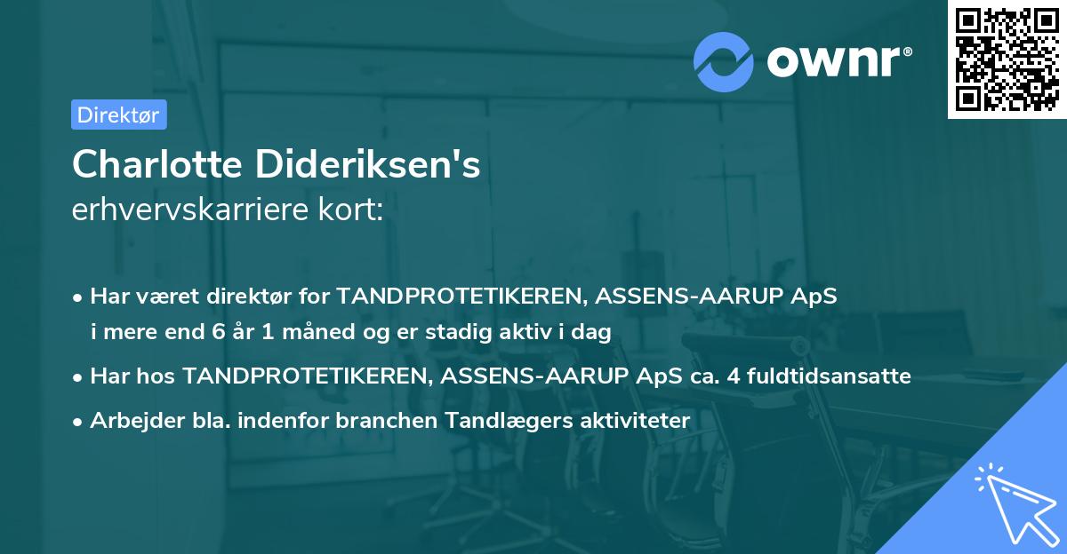 Charlotte Dideriksen's erhvervskarriere kort