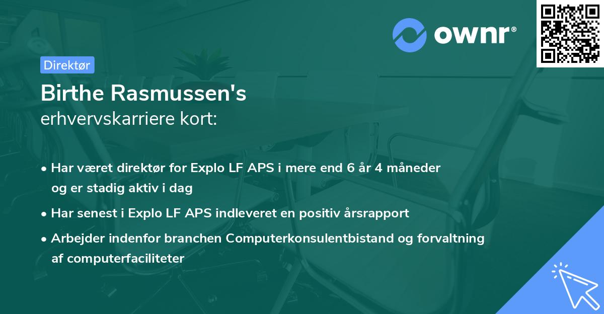 Birthe Rasmussen's erhvervskarriere kort