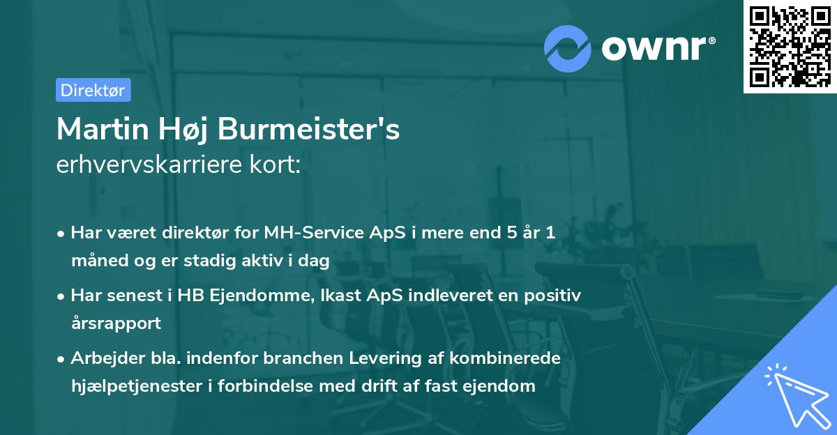 Martin Høj Burmeister's erhvervskarriere kort