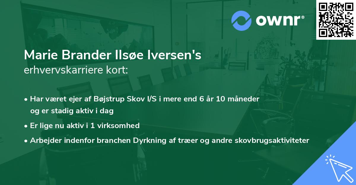 Marie Brander Ilsøe Iversen's erhvervskarriere kort