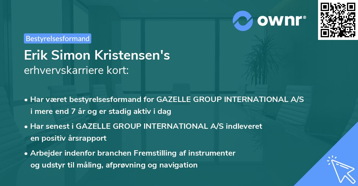Erik Simon Kristensen's erhvervskarriere kort