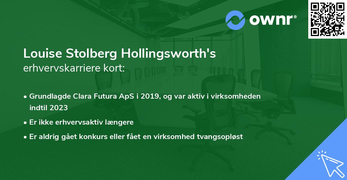 Louise Stolberg Hollingsworth's erhvervskarriere kort