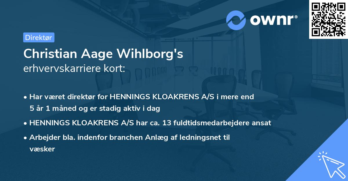 Christian Aage Wihlborg's erhvervskarriere kort