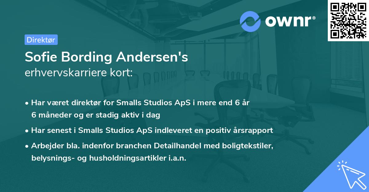 Sofie Bording Andersen's erhvervskarriere kort