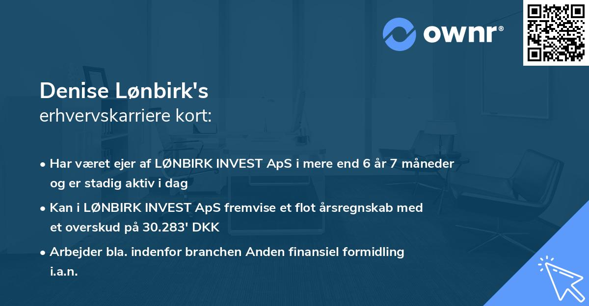 Denise Lønbirk's erhvervskarriere kort