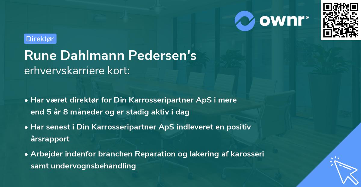 Rune Dahlmann Pedersen's erhvervskarriere kort