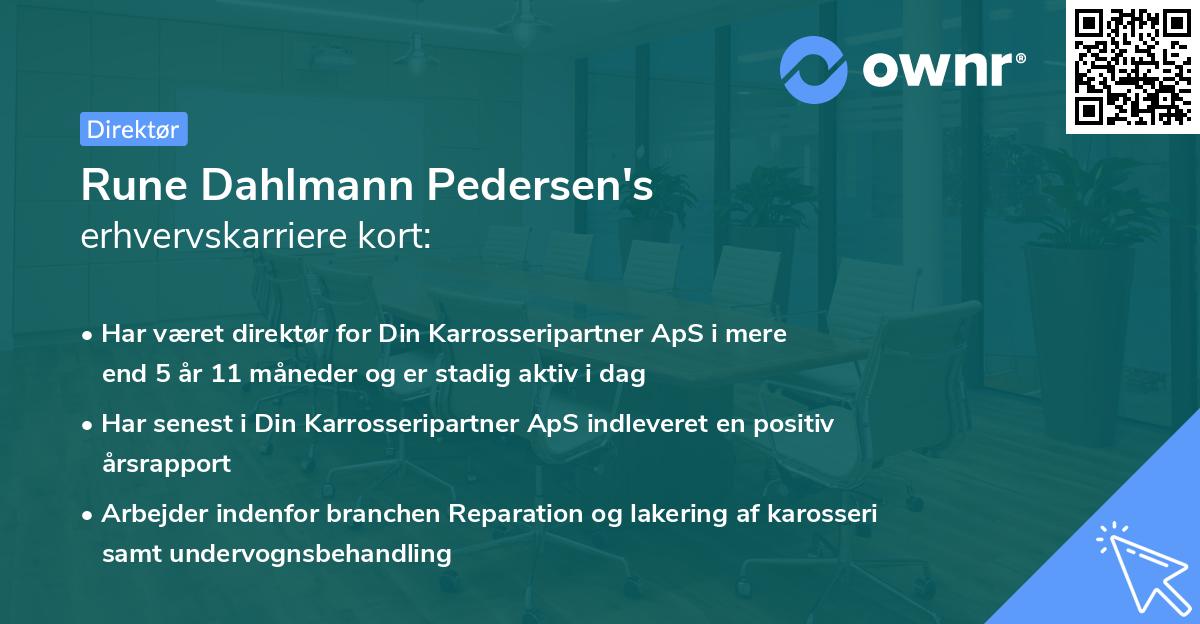 Rune Dahlmann Pedersen's erhvervskarriere kort