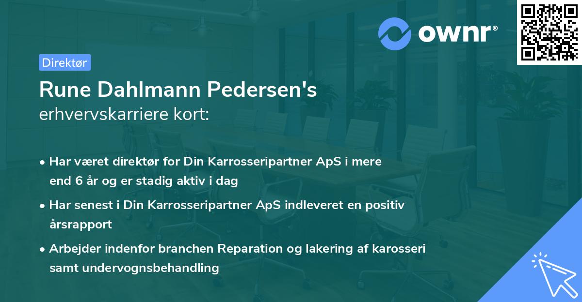 Rune Dahlmann Pedersen's erhvervskarriere kort