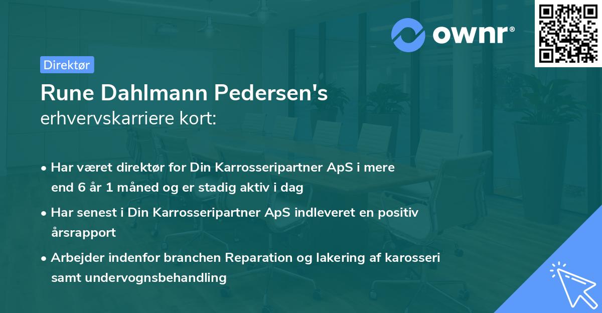 Rune Dahlmann Pedersen's erhvervskarriere kort