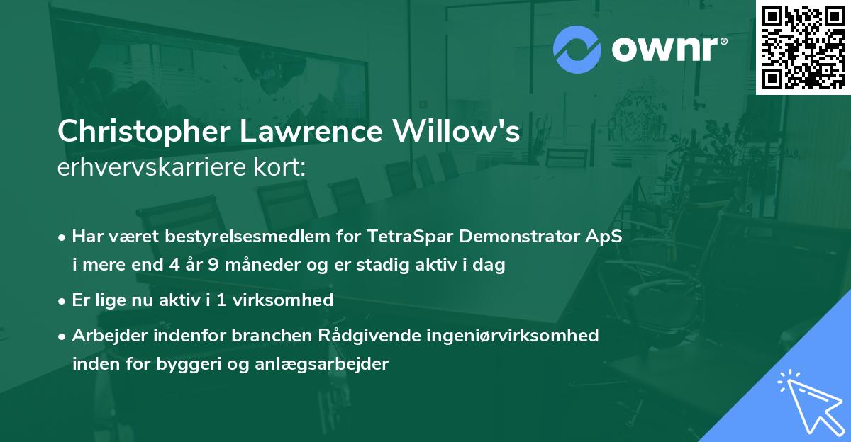 Christopher Lawrence Willow's erhvervskarriere kort