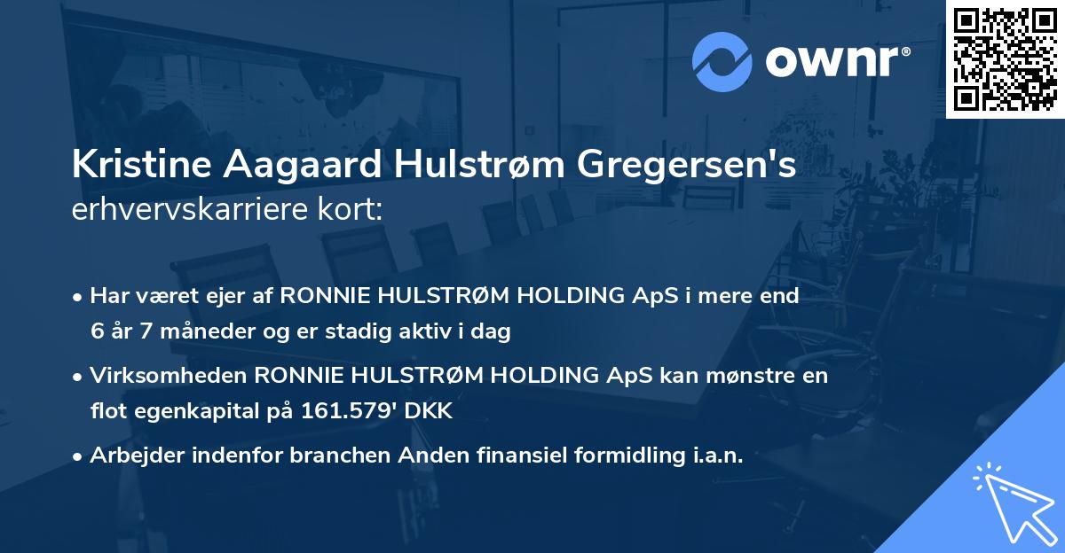 Kristine Aagaard Hulstrøm Gregersen's erhvervskarriere kort