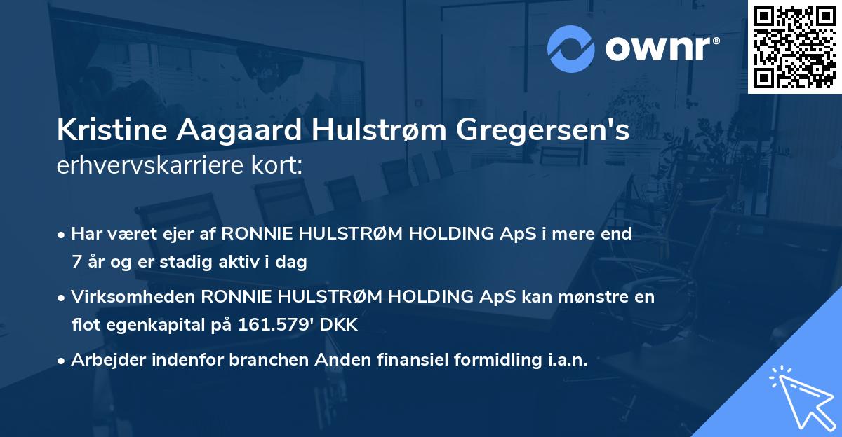Kristine Aagaard Hulstrøm Gregersen's erhvervskarriere kort