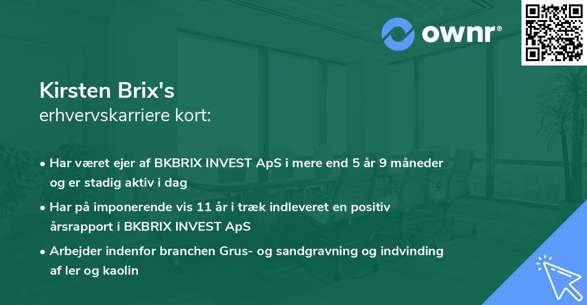 Kirsten Brix's erhvervskarriere kort