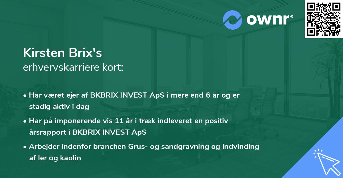 Kirsten Brix's erhvervskarriere kort