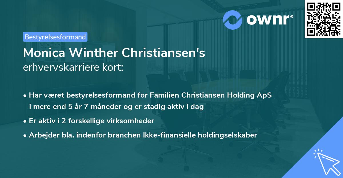Monica Winther Christiansen's erhvervskarriere kort