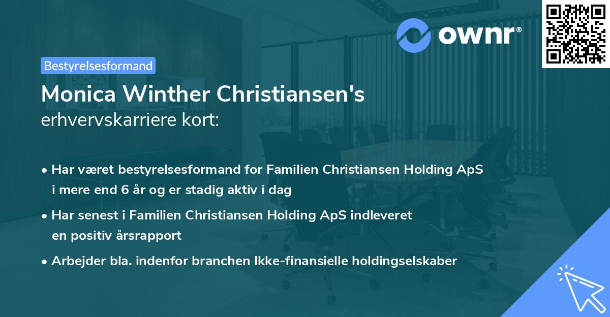Monica Winther Christiansen's erhvervskarriere kort
