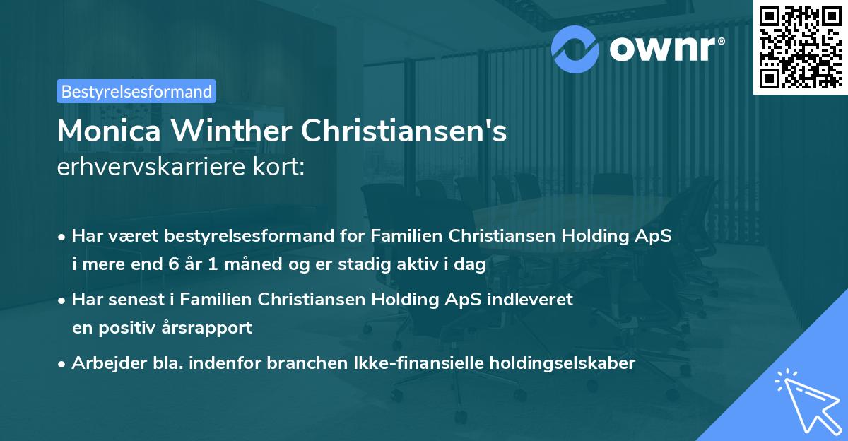 Monica Winther Christiansen's erhvervskarriere kort