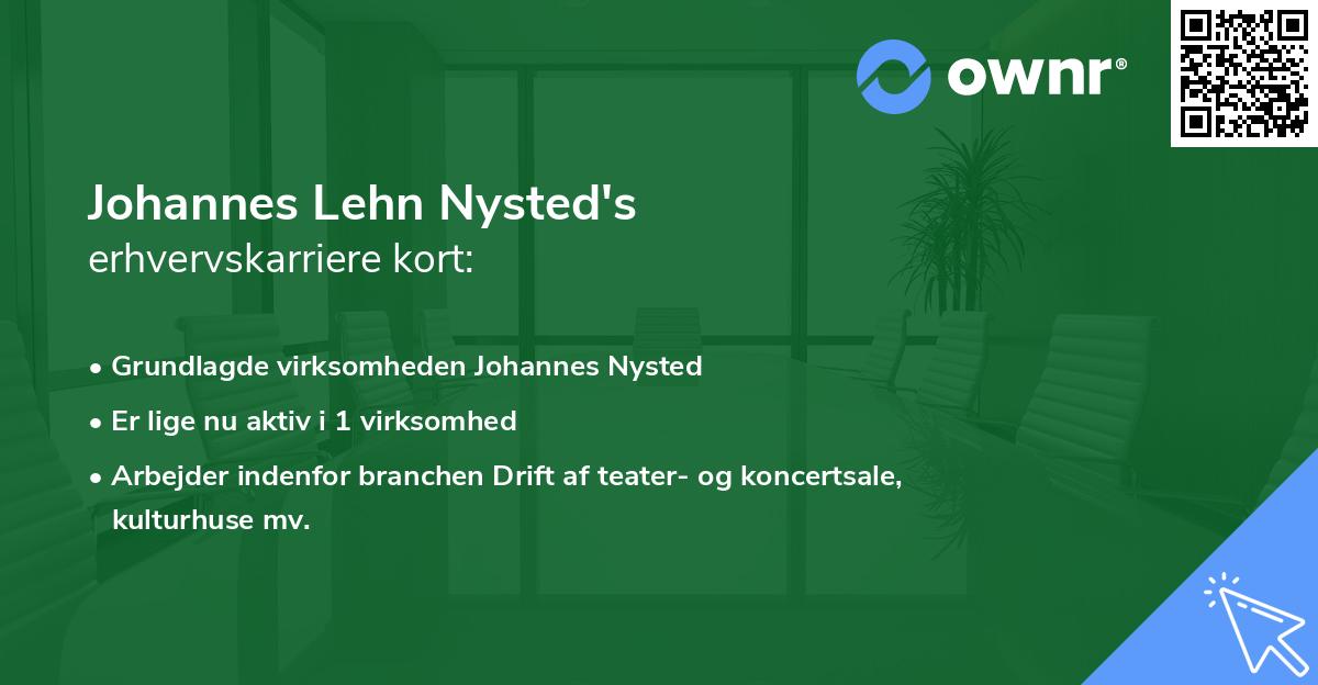 Johannes Lehn Nysted's erhvervskarriere kort