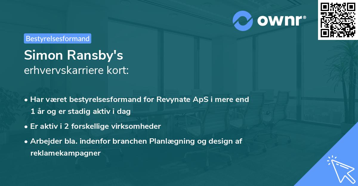 Simon Ransby's erhvervskarriere kort