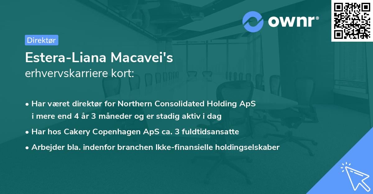 Estera-Liana Macavei's erhvervskarriere kort