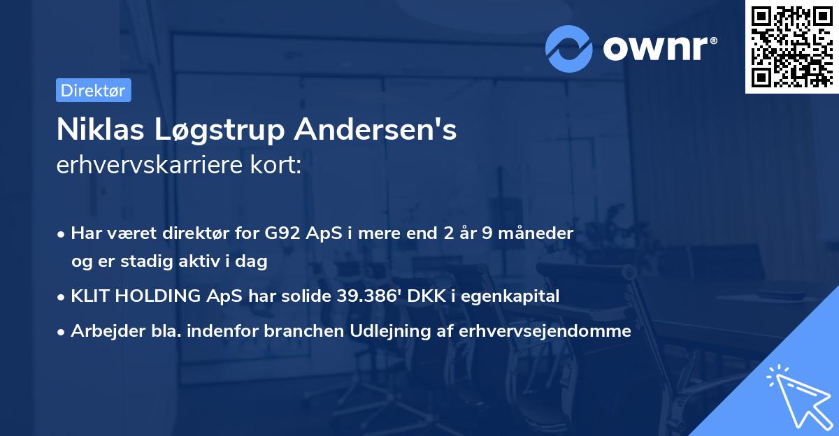 Niklas Løgstrup Andersen's erhvervskarriere kort