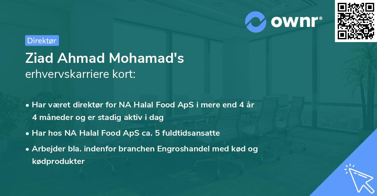 Ziad Ahmad Mohamad's erhvervskarriere kort