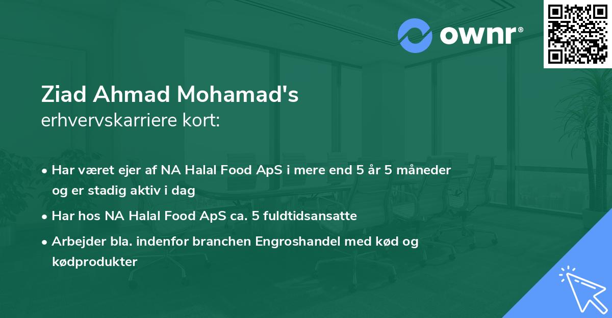 Ziad Ahmad Mohamad's erhvervskarriere kort